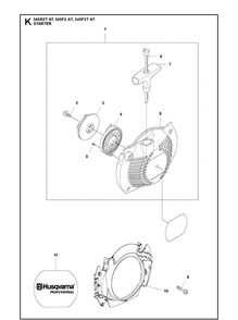 Starter Diagram and Parts List for 545FXAT  Husqvarna Brush Cutter