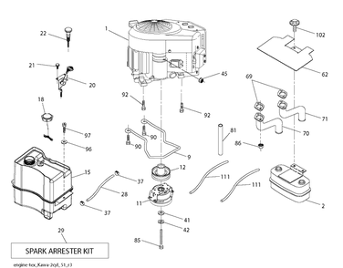 Engine Diagram and Parts List for YTH22K48 (96043025300)(2017-10) Husqvarna Lawn Tractor