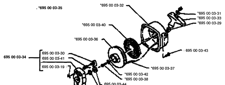 Starter Assembly Diagram and Parts List for 140BC 1997-04 Husqvarna Leaf Blower / Vacuum