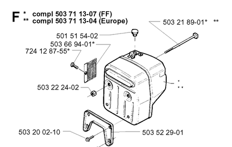 Muffler Diagram and Parts List for 394XP 19980900001-Current Husqvarna Chainsaw