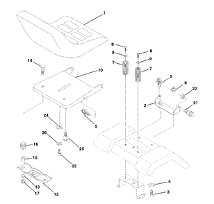 Seat Assembly Diagram and Parts List for LT120 (954140047-A)(1998-01) Husqvarna Lawn Tractor