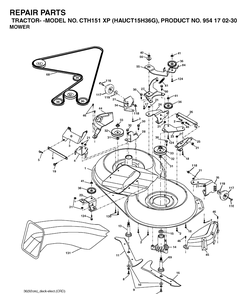 Mower Deck / Cutting Deck Diagram and Parts List for CTH151XP (HAUCT15H36G)(2005-04) Husqvarna Lawn Tractor