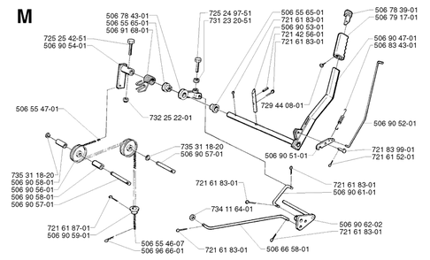 Controls Diagram and Parts List for R13 2002-02 Husqvarna Lawn Tractor