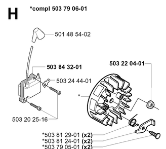Ignition System Diagram and Parts List for 240RBD 20004000001-Current Husqvarna Brush Cutter