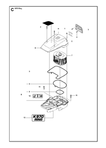 Air Filter Cover Diagram and Parts List for K970RING 2011-12 Husqvarna Circular Saw