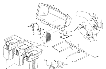 Grass Catcher Diagram and Parts List for QCT342 (96072000700)(2006-02) Husqvarna Lawn Tractor Accessories