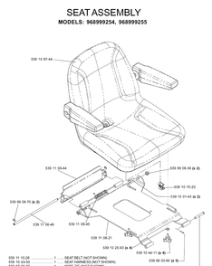 Seat 2 Diagram and Parts List for IZ5223T (968999257)(2005-08) Husqvarna Lawn Mower