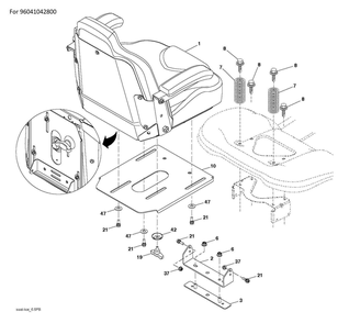 Seat Diagram and Parts List for TS354-2022  Husqvarna Lawn Tractor