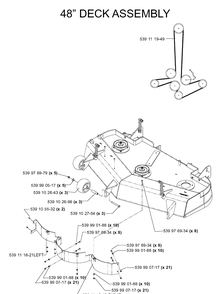 48 Inch/122cm Cutting Deck 2 Diagram and Parts List for IZ5223 (968999258)(2005-12) Husqvarna Lawn Mower