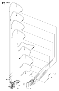 Hydraulic Hoses Under Carriage Diagram and Parts List for DXR310 (1 - 42)(2009-07) Husqvarna Demolition Hammer