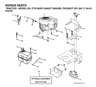 Engine Diagram and Parts List for CTH180XP (HAUCT18H42B)(2004-01) Husqvarna Lawn Tractor