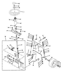 Steering Assembly Diagram and Parts List for YT150 (954840021-A)(1996-01) Husqvarna Lawn Tractor