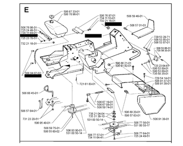 Transmission Diagram and Parts List for R970HST 1998-03 Husqvarna Lawn Tractor