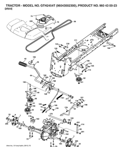 Drive Diagram and Parts List for GTH2454T (96043002300)(2006-03) Husqvarna Lawn Tractor