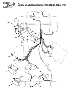 Electrical Diagram and Parts List for LT1538-LT1538B 2002-11 Husqvarna Lawn Tractor