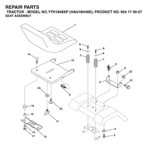 Seat Diagram and Parts List for YTH1848XP (954170057-E)(2003-01) Husqvarna Lawn Tractor