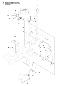 Mower Lift / Deck Lift Diagram and Parts List for R15-V2AWD 2008-01 Husqvarna Lawn Tractor