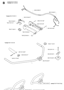 Handle And Controls Diagram and Parts List for 227L 2000-10 Husqvarna Trimmer