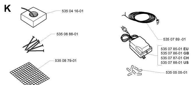 Installation Accessories 2 Diagram and Parts List for G1 1998-2003 Husqvarna Lawn Mower