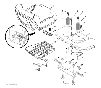 Seat Diagram and Parts List for LGT54DXL  Husqvarna Lawn Tractor