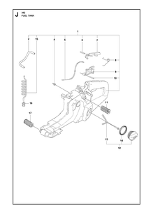 Fuel Tank 2 Diagram and Parts List for 362  Husqvarna Chainsaw