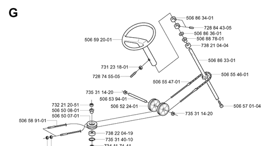 Steering 2 Diagram and Parts List for RIDER155 (953533805)(2005-01) Husqvarna Lawn Mower
