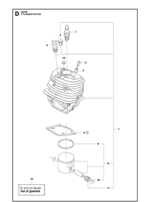 Cylinder Piston Diagram and Parts List for 562XP 2013-01 Husqvarna Chainsaw