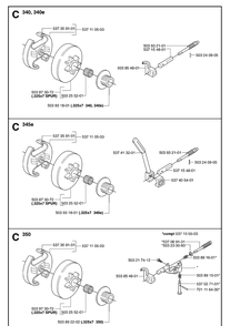 Clutch And Oil Pump Diagram and Parts List for 340E 20062300001-Current Husqvarna Chainsaw