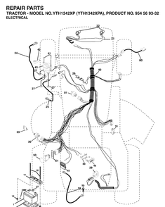 Electrical Diagram and Parts List for YTH1342XP-YTH1342XPA 2003-03 Husqvarna Lawn Tractor