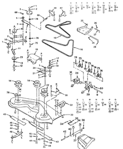 Mower Deck Diagram and Parts List for WP18H44A 1992-02 Husqvarna Lawn Mower