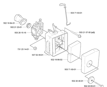 Air Filter/ Carburetor Diagram and Parts List for 225B 2006-09 Husqvarna Leaf Blower / Vacuum