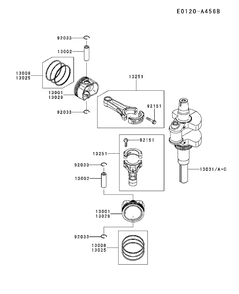 Piston And Crankshaft Diagram and Parts List for FR691V-DS15 2017-09 Husqvarna Engine