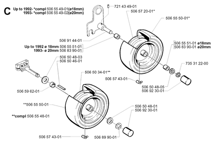 Wheels And Tires Diagram and Parts List for R11BIO 1999-11 Husqvarna Lawn Tractor