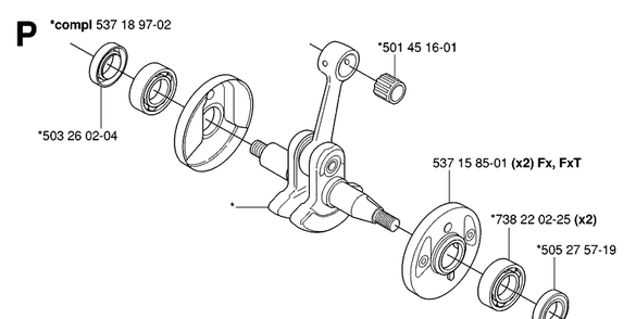 Crankshaft Diagram and Parts List for 343R 20064000001-20103600000 Husqvarna Brush Cutter