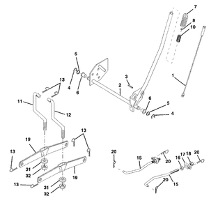 Mower Lift Diagram and Parts List for LT130 (954140004-A)(1997-12) Husqvarna Lawn Tractor