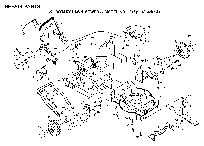 Repair Parts Diagram and Parts List for 56SF (954066101A)(1994-01) Husqvarna Lawn Mower