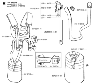 Harness Diagram and Parts List for 232L 20060100001-20070100000 Husqvarna Edger