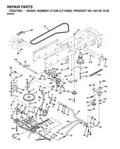 Drive Diagram and Parts List for LT1238-LT1238D 2002-02 Husqvarna Lawn Tractor