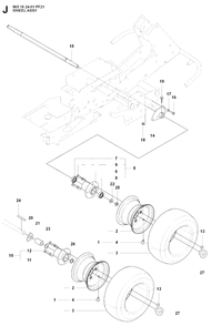 Wheels And Tires Diagram and Parts List for PF21AWD (965192501)(2008-03) Husqvarna Lawn Tractor