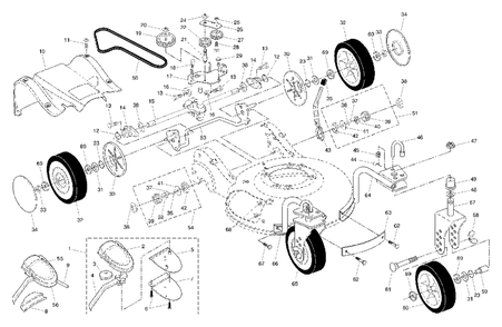 Drive Assembly Diagram and Parts List for 55C21HV (954223890-A)(2004-01) Husqvarna Lawn Mower