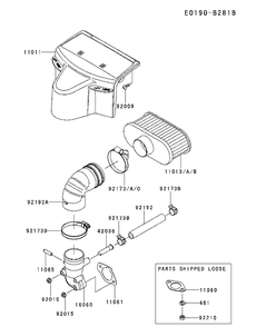 Air Filter And Muffler Diagram and Parts List for FR730V-BS13 2017-09 Husqvarna Engine
