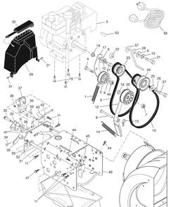 Chassis / Engine / Pulleys Diagram and Parts List for 1130SBE (96193001703)(2007-09) Husqvarna Snow Blower