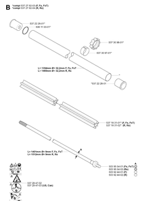 Shaft Diagram and Parts List for 343F 20043100001-20064000000 Husqvarna Brush Cutter