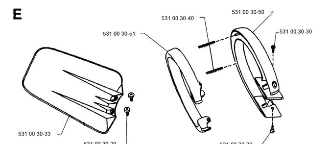 Handle Diagram and Parts List for 500H 19960900001-Current Husqvarna Hedge Trimmer