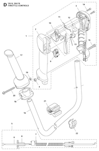 Throttle Controls Diagram and Parts List for 336RK  Husqvarna Brush Cutter