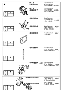 Service Updates Diagram and Parts List for 242 19981800001-20013500000 Husqvarna Chainsaw