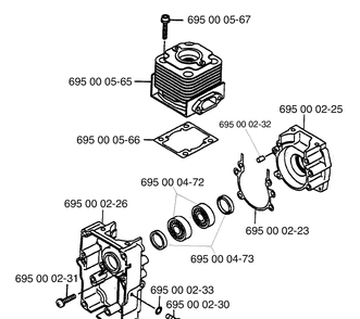 Cylinder And Crankcase Diagram and Parts List for 145BF 1997-07 Husqvarna Leaf Blower / Vacuum