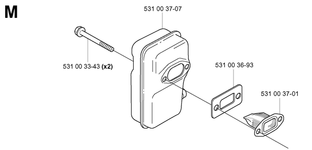 Muffler Diagram and Parts List for 155B (20014000001-20041499999)(2001) Husqvarna Leaf Blower / Vacuum