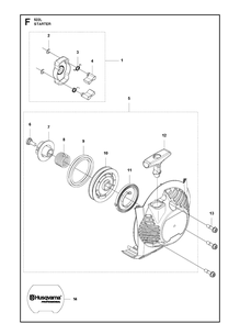 Starter Diagram and Parts List for 522L  Husqvarna Edger
