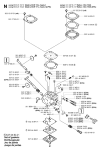 Carburetor Details Diagram and Parts List for 357XP 20041800001-20050600000 Husqvarna Chainsaw